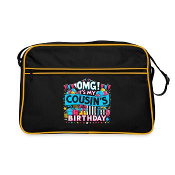 OMG, es ist der Geburtstags-Familiencousin meines Cousins - Retro Tasche - Schwarz/Gold - Vorne