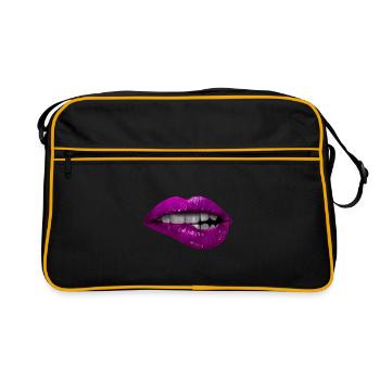 Pink biting lips - Retro Bag - black/gold - Front