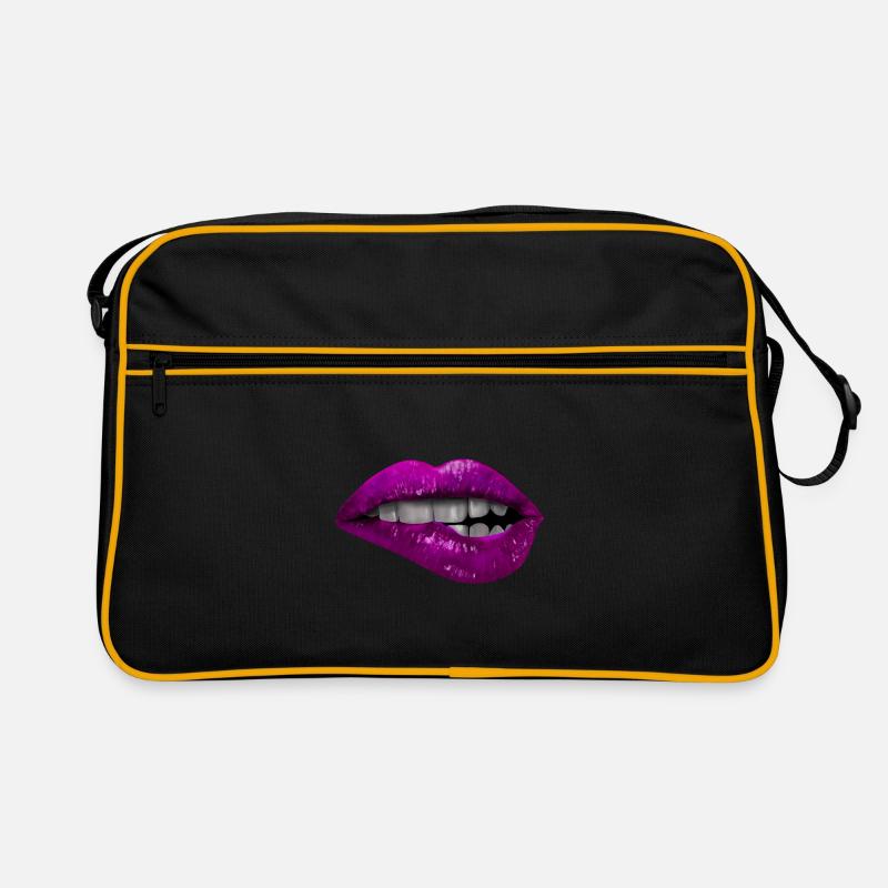 Pink biting lips Retro Bag