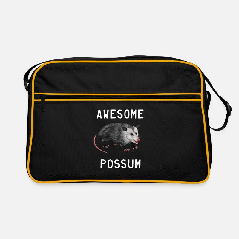 Opossum - Awesome Possum - Retro Tasche - Schwarz/Gold
