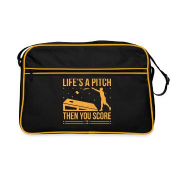 Cornhole Spieler Cornhole Sport Lustig Cornhole Be - Retro Tasche - Schwarz/Gold - Vorne