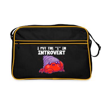 I Is For Introvert Sayings For Introverts - Retro Bag - black/gold - Front