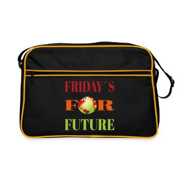 Fridays for future - Retro Tasche - Schwarz/Gold - Vorne