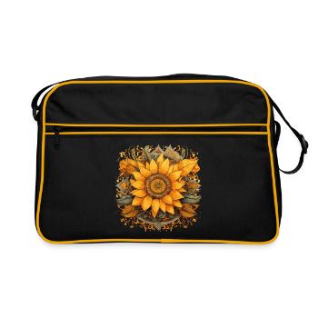 Ornements floraux de tournesol Mandala - Sac Retro - noir/or - Devant