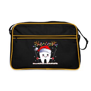 Dents Renne Noël Dentisterie Dentaire Dentistes - Sac Retro - noir/or - Devant