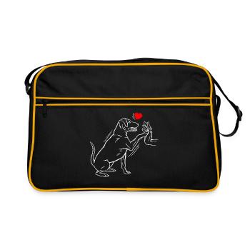 Labrador Retriever Labradore Black Lab Papa Mama Ret - Retro Tasche - Schwarz/Gold - Vorne