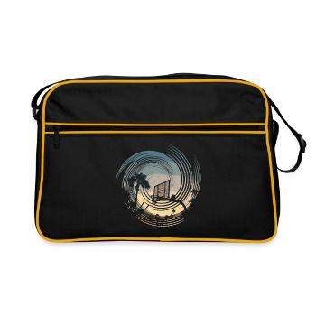 Basketball Korb & Palmen - Retro Tasche - Schwarz/Gold - Vorne
