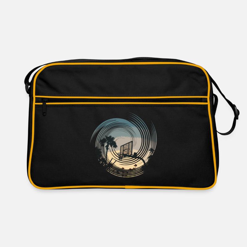 Basketball Korb & Palmen Retro Tasche