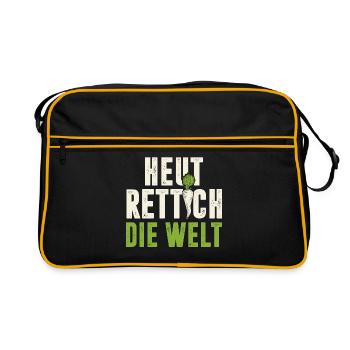 Gärtner Heut Rettich Die Welt Gartenarbeit Gärtner - Retro Tasche - Schwarz/Gold - Vorne
