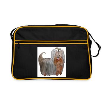 Yorkshire terrier Autocollant - Sac Retro - noir/or - Devant