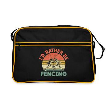 I'd Rather Be Fencing Sword Epee Fencer Athlete - Retro Bag - black/gold - Front