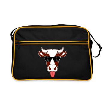 Vache avec lunettes de soleil - Sac Retro - noir/or - Devant