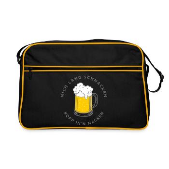 Nich lang schnacken – Tasse im Nacken - Retro Tasche - Schwarz/Gold - Vorne