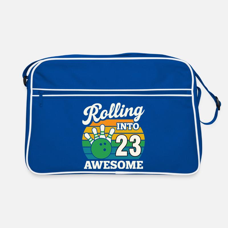 Mit der Bowlingkugel in die 23 rollen Retro Tasche