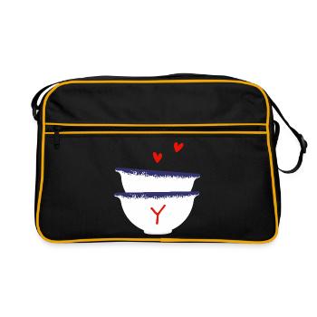 Bretonischer Buchstabe und Schalen - Retro Tasche - Schwarz/Gold - Vorne