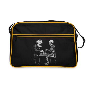 Karl Marx joue aux échecs avec du skeleton - Sac Retro - noir/or - Devant