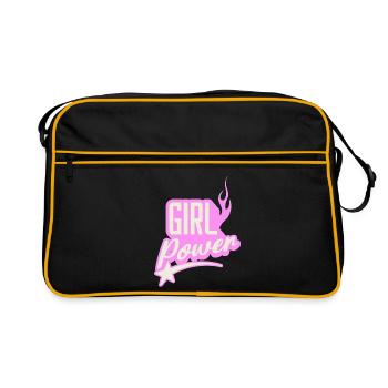 Girl Power sucre rose Flaming Design graphique - Sac Retro - noir/or - Devant