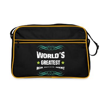 Weltbester Makler Spruch - Retro Tasche - Schwarz/Gold - Vorne