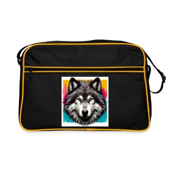Wolf - Retro Tasche - Schwarz/Gold - Vorne