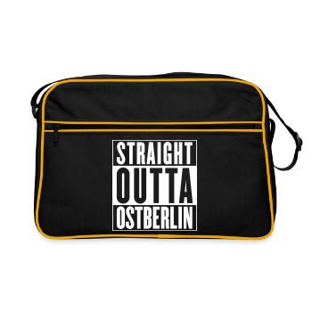 Straight outta Ostberlin (Farbe änderbar) - Retro Tasche - Schwarz/Gold - Vorne