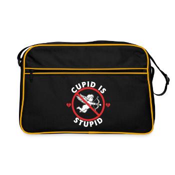 Cupid is stupid. Hate on Valentine's Day. Anti-Valenti - Retro Bag - black/gold - Front