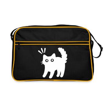 Kater Katze - Retro Tasche - Schwarz/Gold - Vorne