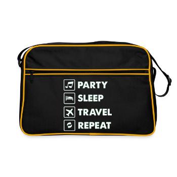 Party Sleep Travel Repeat - Retro Bag - black/gold - Front