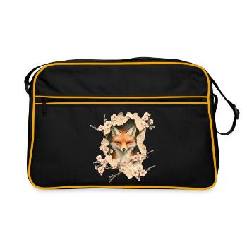 Renard aux cerisiers en fleurs - Sac Retro - noir/or - Devant