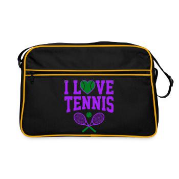 T-shirt de tennis, T-shirt I Love Tennis London, Sweat à capuche - Sac Retro - noir/or - Devant