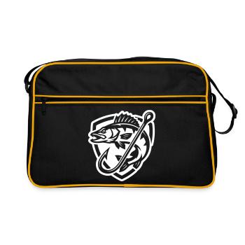 Pike Fish Fishing Icon - Retro Bag - black/gold - Front