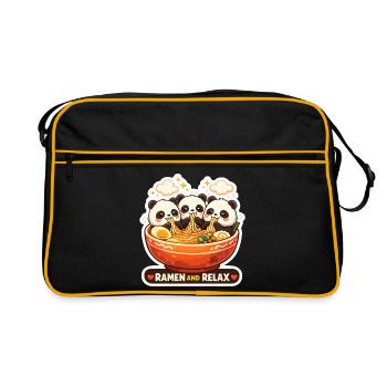 Panda Ramen & Relax Trio - Retro Tasche - Schwarz/Gold - Vorne