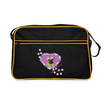 Ruhende B!tch Face Frenchie - Retro Tasche - Schwarz/Gold - Vorne