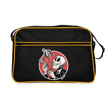 Skeleton Bubble Blower Illustration - Retro Bag - black/gold - Front
