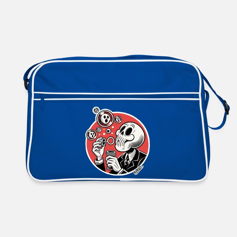 Skeleton Bubble Blower Illustration Retro Bag