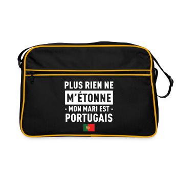 Plus Rien Ne M Etonne Mon Mari Est Portugais T-... - Sac Retro - noir/or - Devant