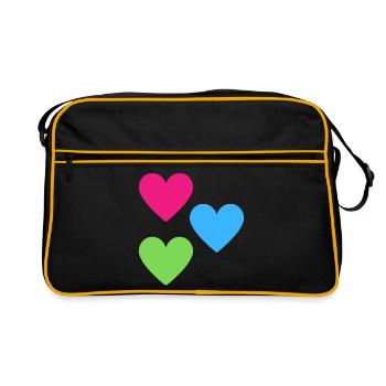 Neon Hearts Trio - Retro Bag - black/gold - Front