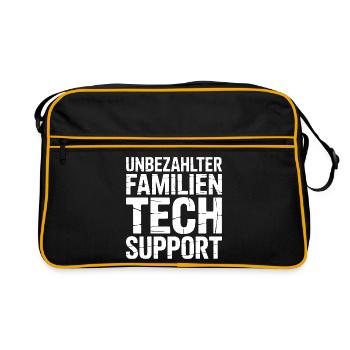 Unbezahlter Familien Tech Support - Retro Tasche - Schwarz/Gold - Vorne