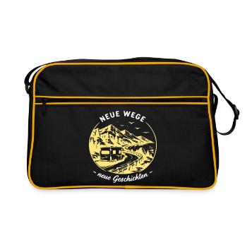 Neue WegeNeue Geschichten Camper-Motiv - Retro Tasche - Schwarz/Gold - Vorne