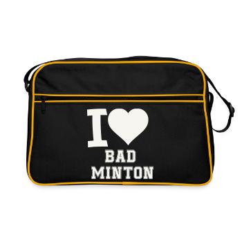 I love badminton heart - Retro Bag - black/gold - Front