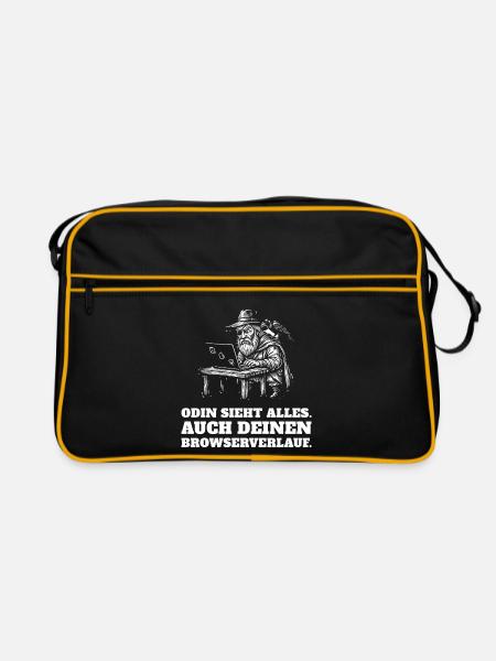 Odin sieht alles – auch deinen Browserverlauf - Retro Tasche - Schwarz/Gold