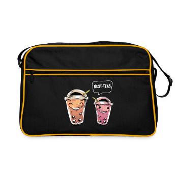Besties Graphic Tea Lover Tea Drinker Tea Brewing - Retro Tasche - Schwarz/Gold - Vorne