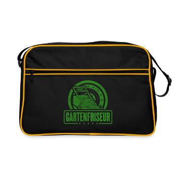 Gärtner Gartenfriseur Rasenmäher Beet Gartenarbeit - Retro Tasche - Schwarz/Gold - Vorne