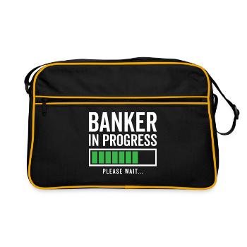 Banker In Progress Please Wait Bookkeeper Finance - Retro Tasche - Schwarz/Gold - Vorne