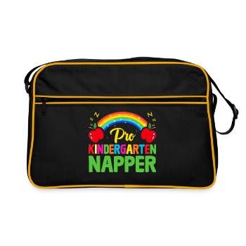 Pro Kindergarten Napper Schule Lehrer Schüler - Retro Tasche - Schwarz/Gold - Vorne