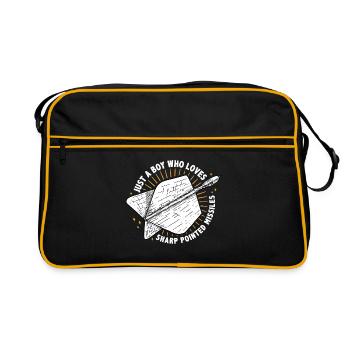 Just A Boy Who Loves Sharp Pointed Missiles Dart P - Retro Bag - black/gold - Front