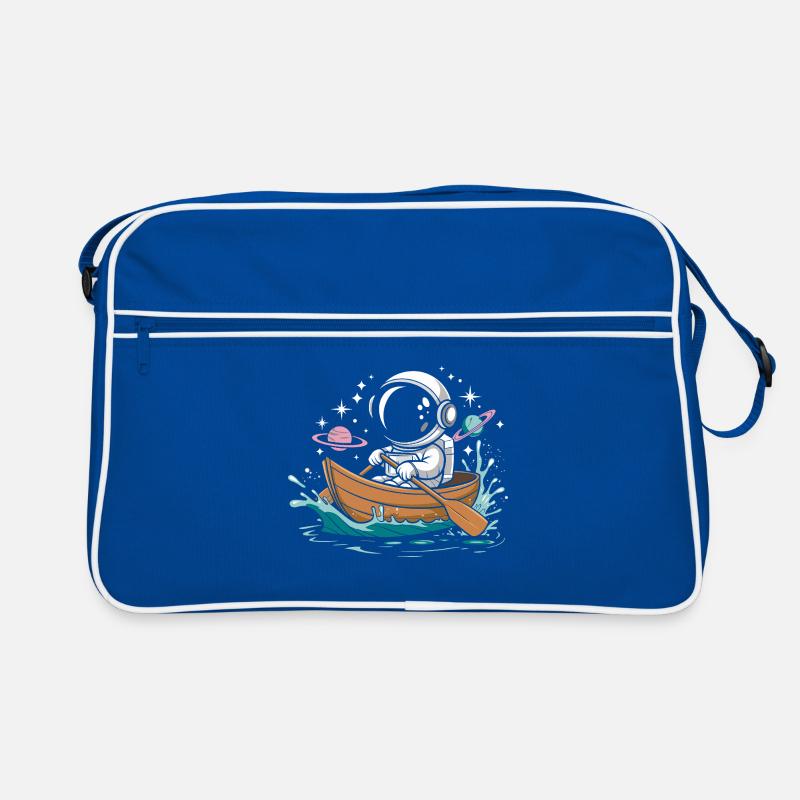 Ein Astronaut, Boot, Paddelboot Retro Tasche