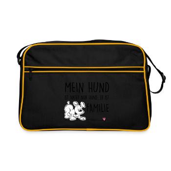 Mein Hund ist Familie - Retro Tasche - Schwarz/Gold - Vorne