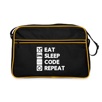 Eat Sleep Code Repeat Coder Programmer Software De - Retro Tasche - Schwarz/Gold - Vorne