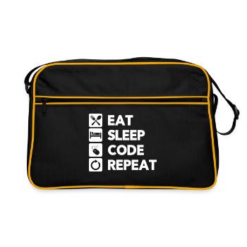 Eat Sleep Code Repeat Coder Programmer Software De - Retro Tasche - Schwarz/Gold - Vorne