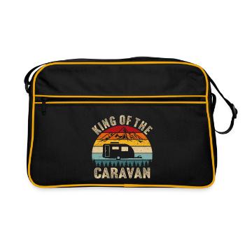King of the Caravan T-Shirt Camper mit Wohnwagen - Retro Tasche - Schwarz/Gold - Vorne